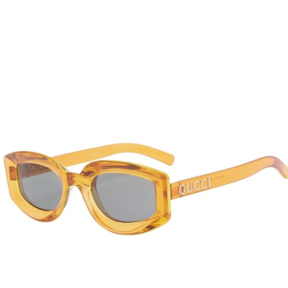 NEW GUCCI ORANGE GRAY WOMEN GEOMETRIC SUNGLASSES GUCCI - Picture 1 of 4